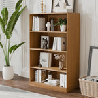 49" Wooden Book Shelf, 2 Shelf Bookcase, Modern Bookshelf with Adjustable Shelf for Home Office, Study Room, Oak