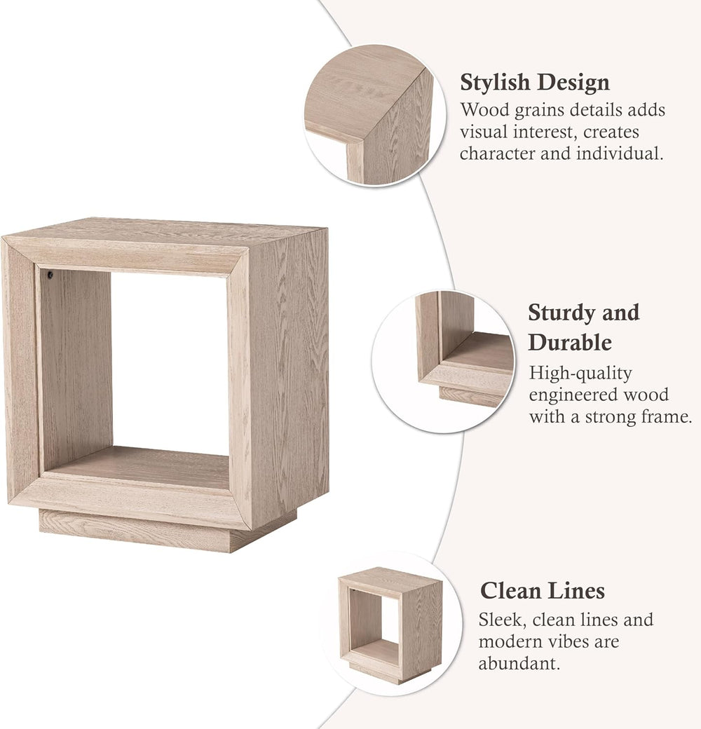 COZAYH Farmhouse End Table, Open Cube Accent Table with Geometric Frame, Mode...