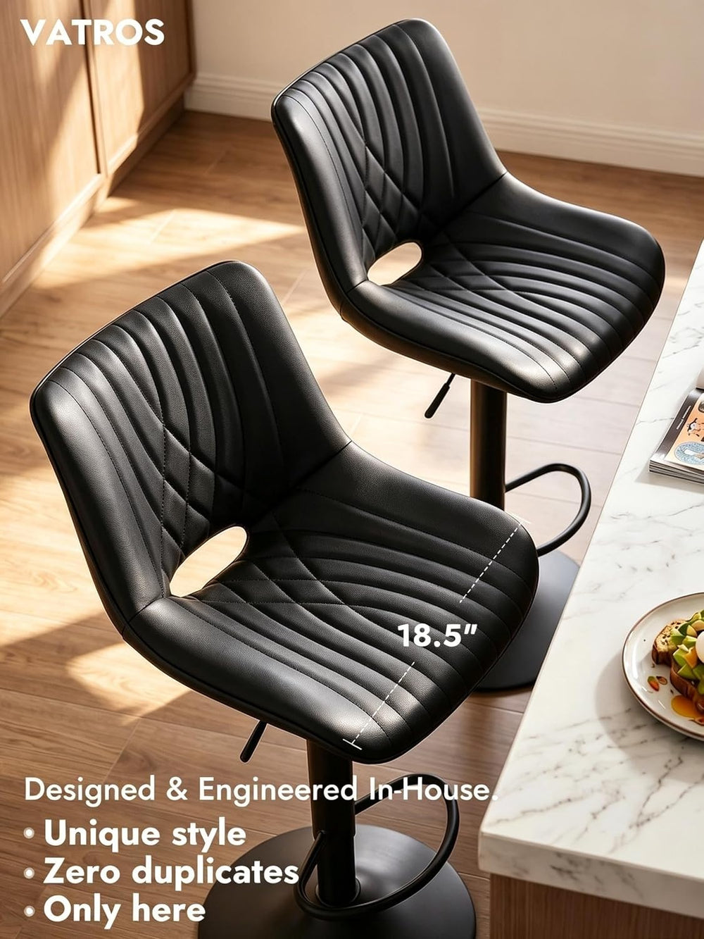 Swivel Bar Stools Set of 3, Height Adjustable Counter Height Bar Stools with ...