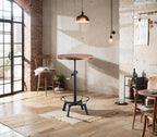 3-Piece Crank Handle Bar Table (33.5"-39.4") & 2 Backrests Stools (26"-32") Set for Pub Kitchen Dining Living Party Bistro Breakfast, Swivel Brown Top, Height Adjustable, Most Weld, Space-Saving