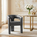 Modern Barrel Dining Chair, Comfy Faux Leather Upholstered Chairs with Open-Back, Assembled Vanity Chair, PU Leather Accent Chair Side Armchair for Dining Room, Kitchen, Living Room（Grey）
