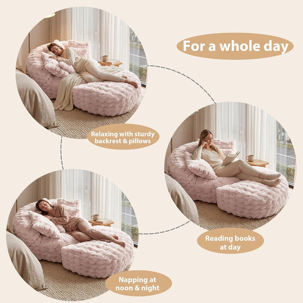 55" W x 75" D Oversized Chaise Lounge Chair Indoor with Ottoman,Pin...