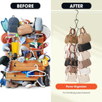 Scarf Hanger 2 Pack 24 Storages,Purse Hanger with 360 Swivel Hook,Scarf Organizer Scarf Hangers for Closet,for Scarves, Shawl,Belt,Purse & Baseball Cap