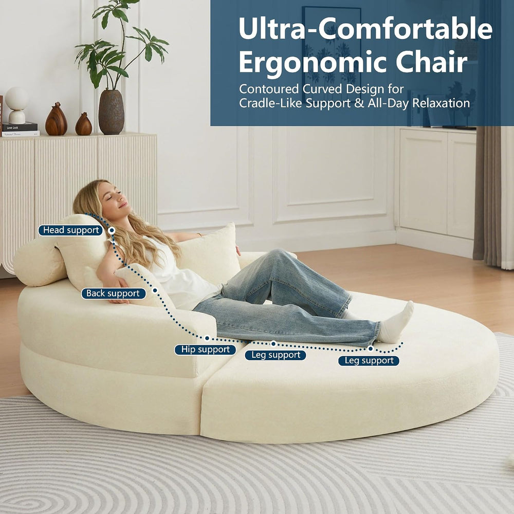 Mofolit 71" Couch Loveseat Folding Sofa Bed Convertible Round Floor Couc...