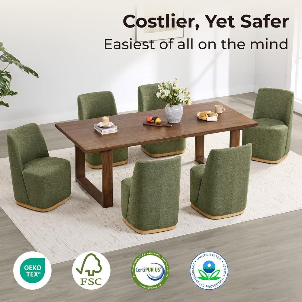CHITA Upholstered Rolling Dining Chair on Casters Set of 2, FSC Certified Mod...