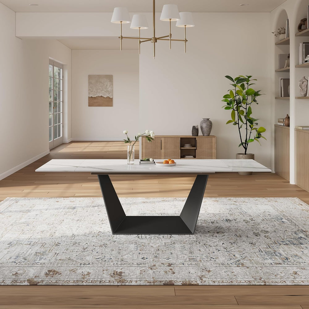 Modern Expandable Dining Table - 63" to 95" Extendable Dining Room ...