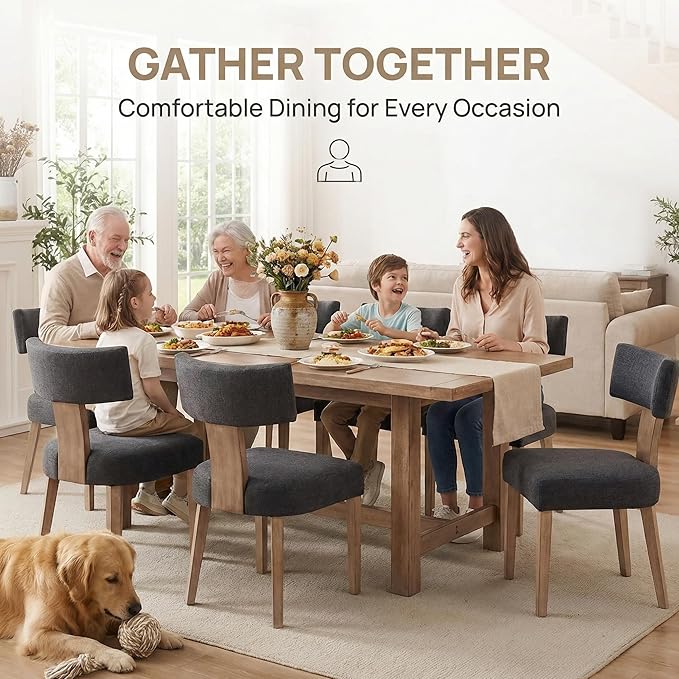 Mid Century Modern Dining Chairs Set of 4, Upholstered Wooden Dining Room Cha...