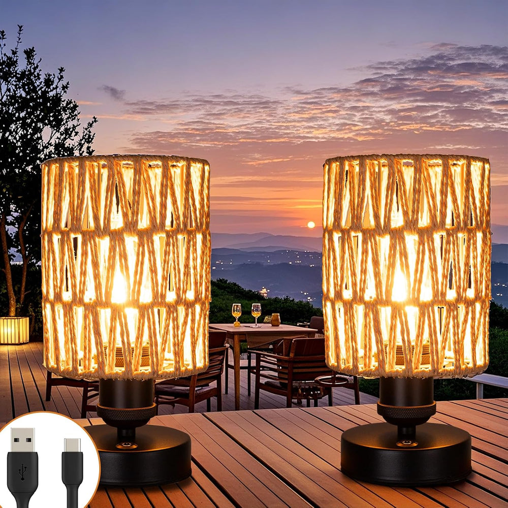 Cordless Rechargeable Outdoor Table Lamps, Battery Operated Table Lamp, Stepl...
