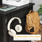 Black Gaming Desk with Fabric Drawers on Both Sides, 55 Inch Home Office Computer Study Writing Work PC Desk with 8 Storage Drawers Storage for Bedroom