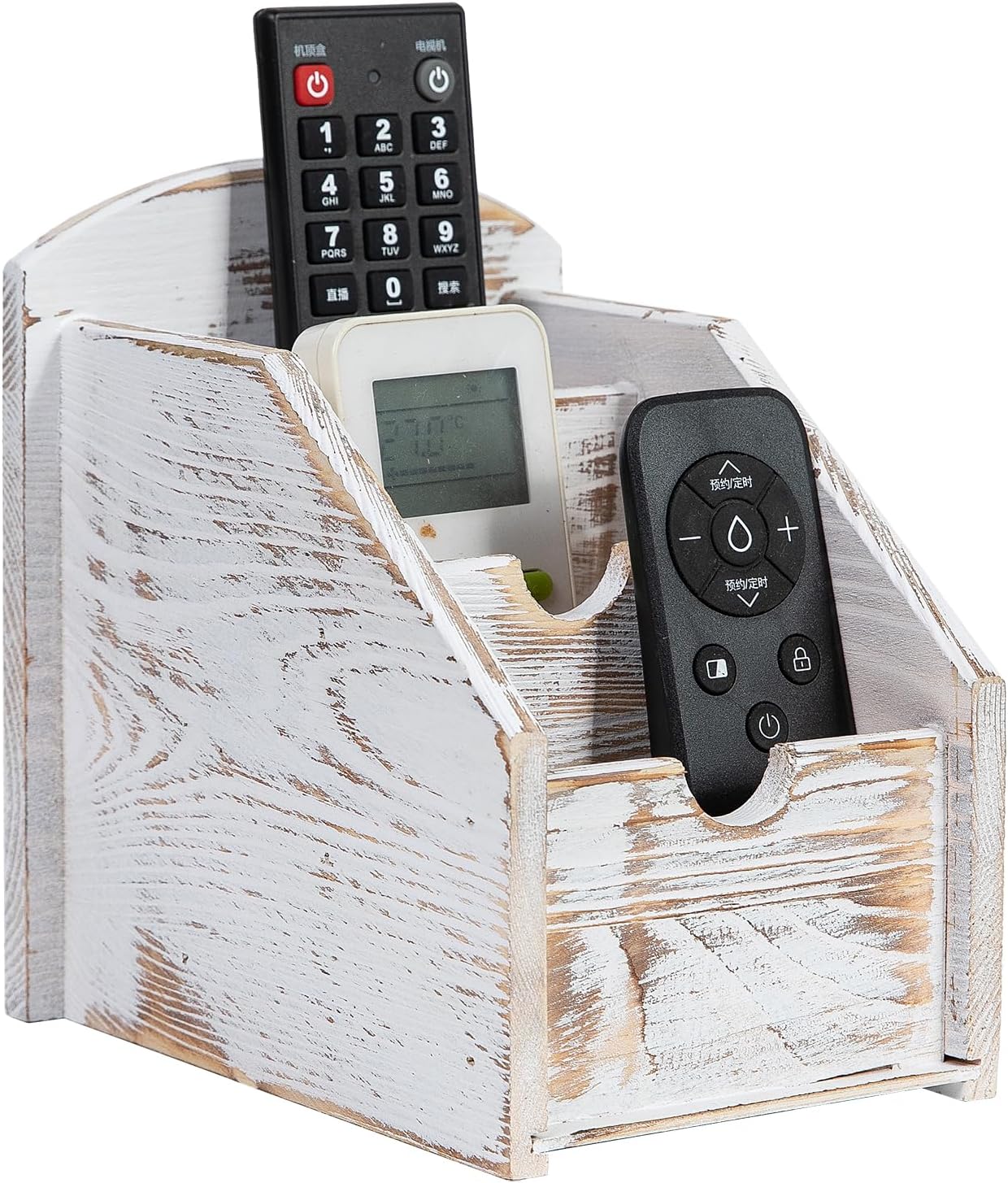 VERGOODR 3 Slot Rustic Wooden Remote Control Frame Media Organizer, Office Supply Storage Rack,Pen storage box
