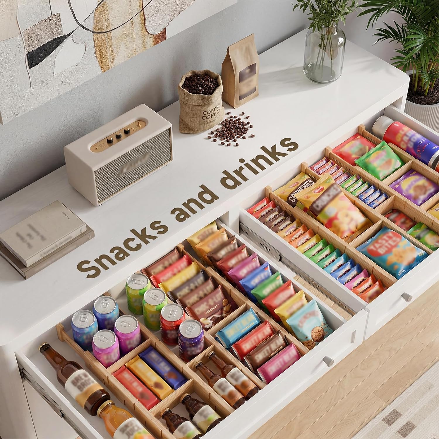 Bamboo Drawer Dividers, Expandable Kitchen Drawer Organizer | Include 6 Dividers, 6 Small Inserts and 6 Medium Inserts for Home, Office, Dressers