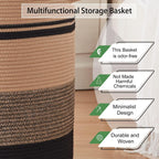 OIAHOMY 80L Laundry Baskets-Laundry Hamper,Storage Basket with Handles,Decorative Basket for Living room,Woven Storage Basket for Toys Bin,Pillows, Blankets,Clothes-20x18in-Yellow Black