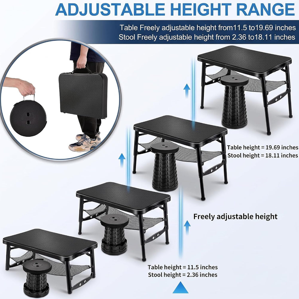 KPR Portable Camping Table and Stool Set, Ultralight Folding Beach Table