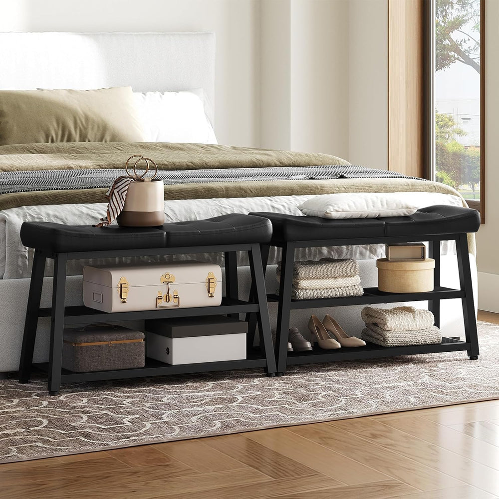 YATINEY Shoe Bench, 3-Tier Shoe Rack, Entryway Bench with Storage and Cushion...