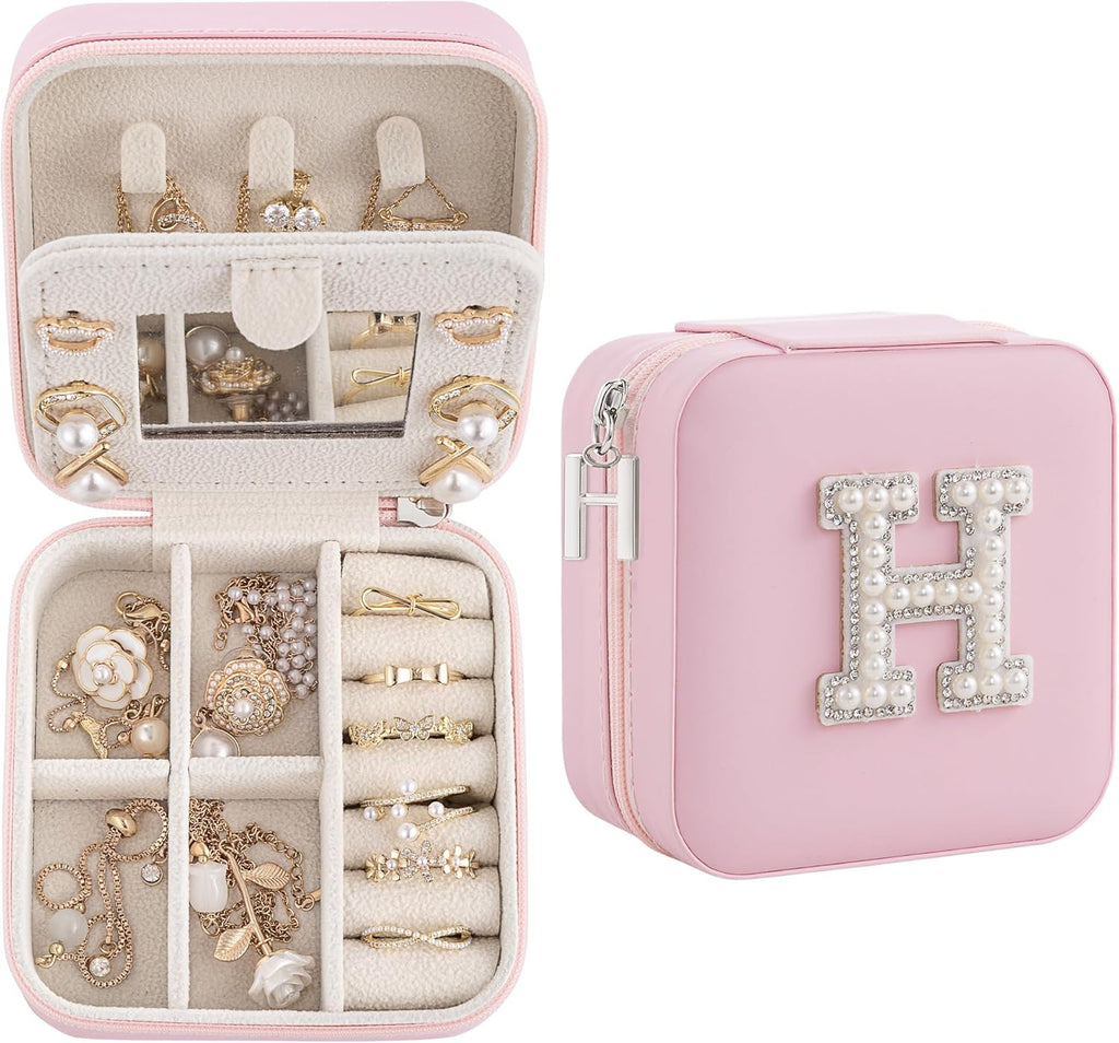 Birthday Gifts For Women, Initial Jewelry Box, Travel Jewelry Case, Gifts for Wife Girlfriend, Small Travel Jewelry Organizer, Gift for Girls, Graduation Gifts for Her, Bridesmaid Gifts