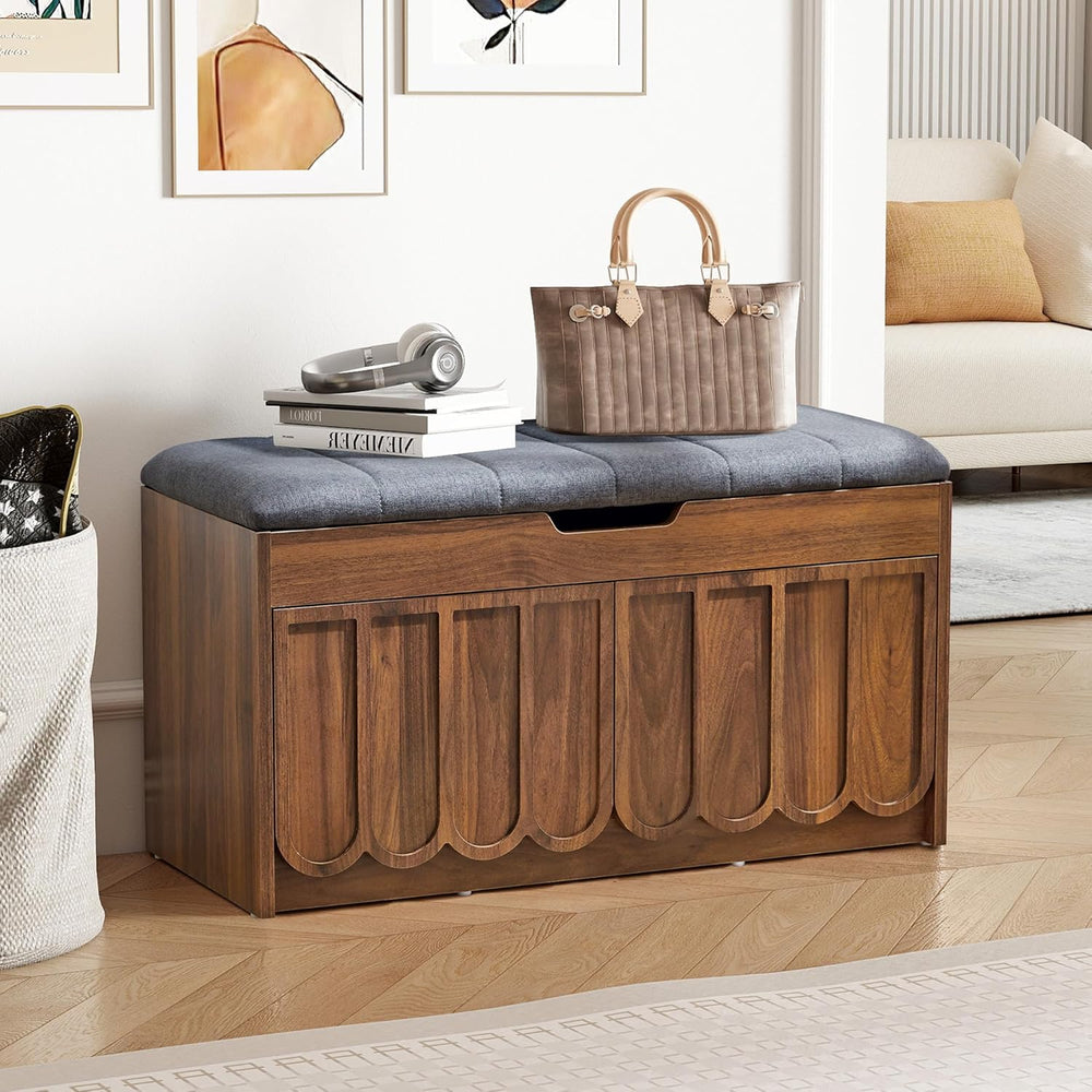 ORRD Shoe Storage Bench with Cushion, Entryway Shoe Cabinet Bench with 2 Scal...