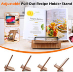 Wood Cookbook Stand Cookbook Holder: Kitchen Adjustable Cookbook Holder Recipe Stand for Counter Brown