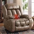 Oversized Power Lift Recliner Chair, Big and Tall, Light Brown | Lift Chairs with Massage and Heating, Breathable Faux Leather with Metal Cup Holders, USB A&C Ports