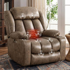 Oversized Power Lift Recliner Chair, Big and Tall, Light Brown | Lift Chairs with Massage and Heating, Breathable Faux Leather with Metal Cup Holders, USB A&C Ports