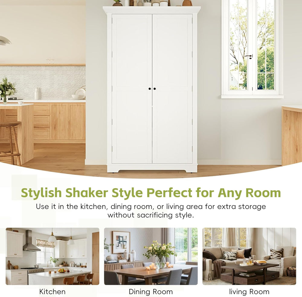 Shaker Style Kitchen Pantry with Drawers, Freestanding Storage Cupboard with ...