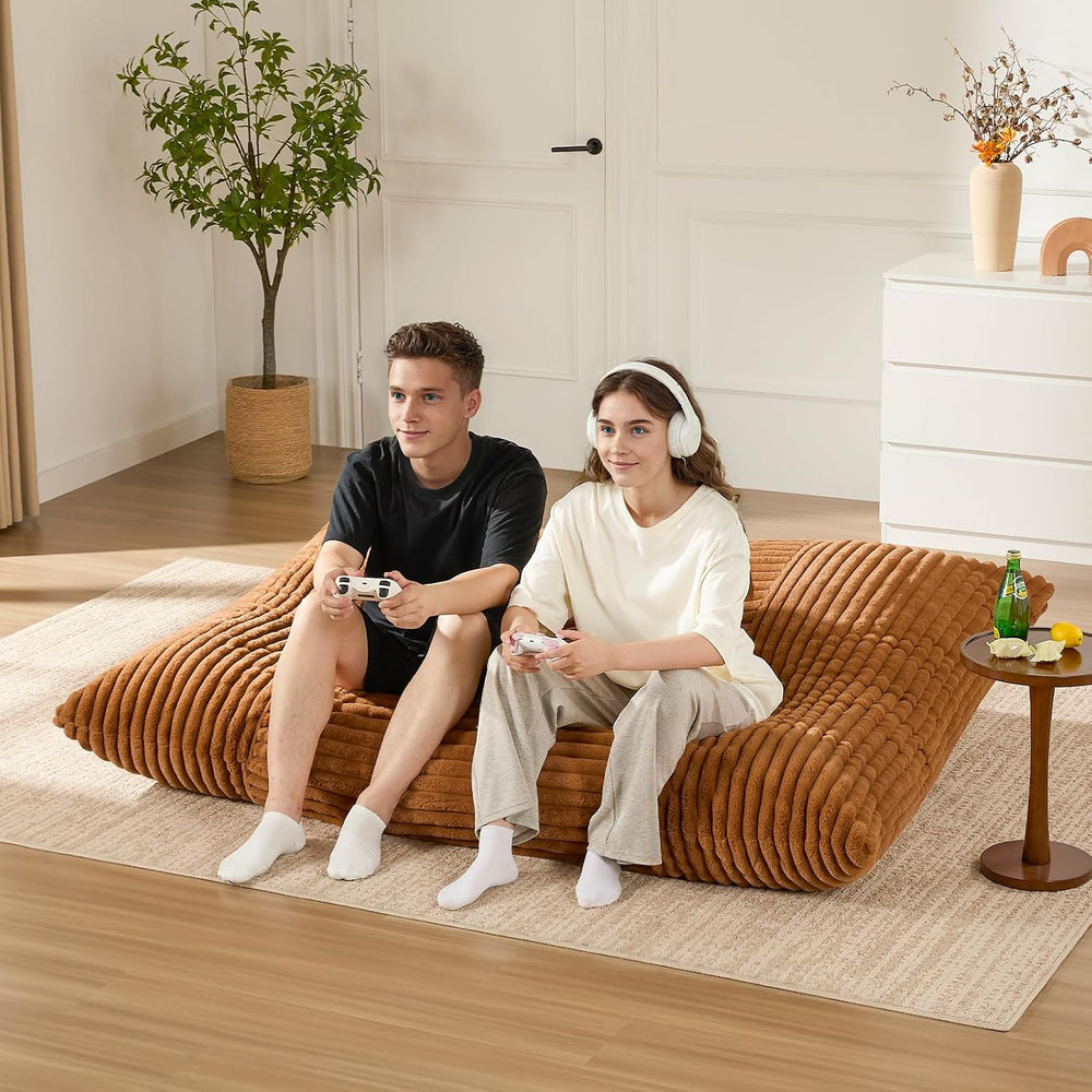 3-in-1 Giant Bean Bag Chair for Adults & Kid, Convertible Floor Sofa to M...