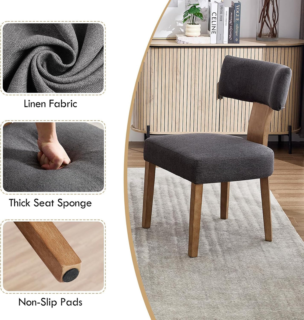 Upholstered Dining Chairs Set of 6, Mid-Century Modern Dining Chairs with Woo...