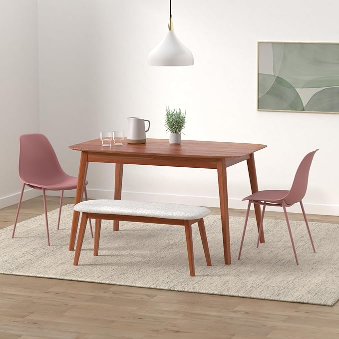 Poly & BARK Isla Modern Kitchen Chairs Set of 4 - Plastic Dining Chair with Metal Legs - Quick Assembly Simple Cafe Chairs Plastic for Indoor or Outdoor - Blush Pink
