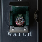 DailyWatch | Watch Roll Travel Case For 1 Watch | Luxury Watch Case In Genuine Black Leather With Soft Velvet Interior | Watch Case Protect, Store, & Display Your Watches | Black Green