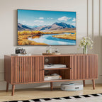Mid Century Modern TV Stand for Televisions up to 60 Inches, with Sliding Doors and Storage, Television Stands, TV Consoles, Media Consoles for Living Room(Walnut-51.2inch)