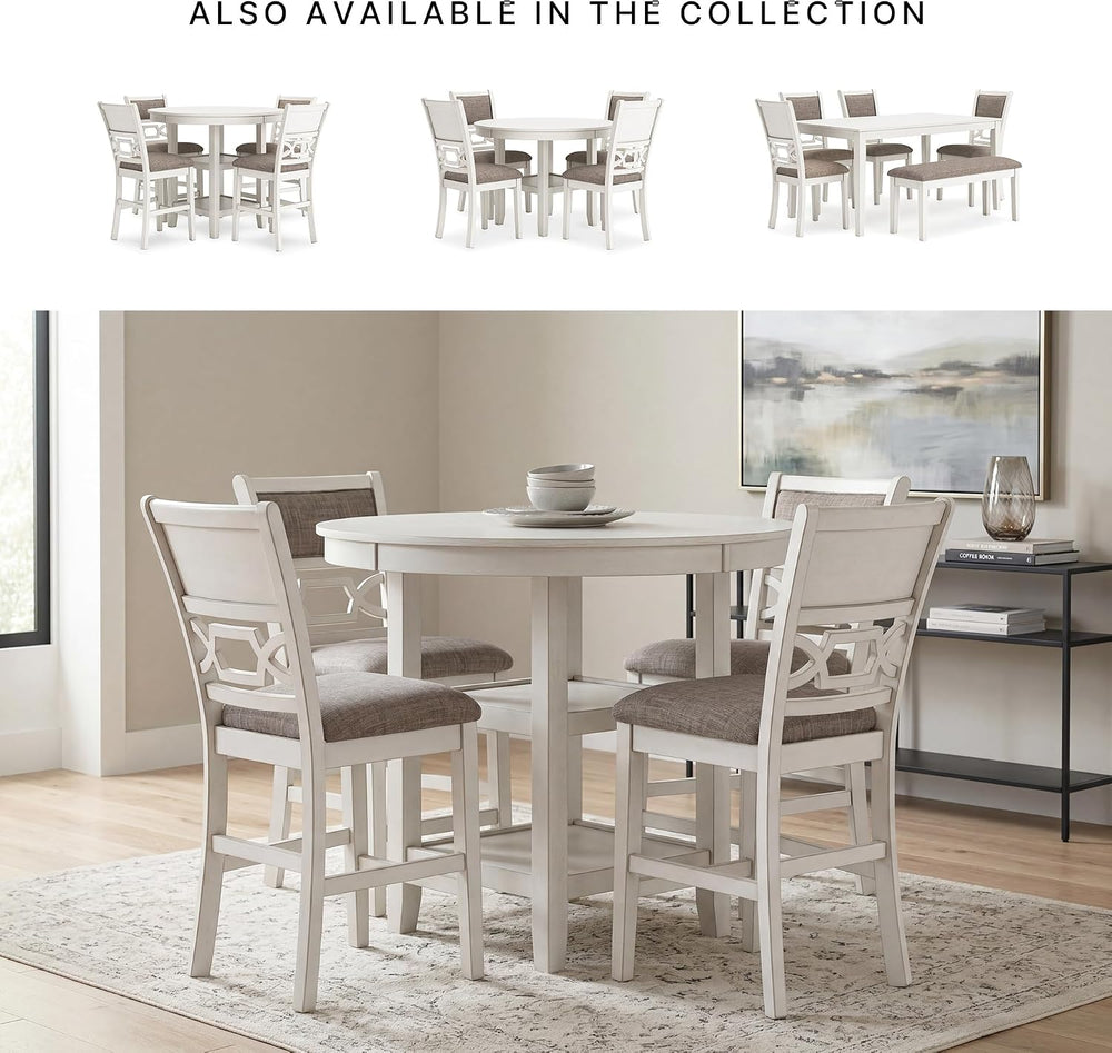 Signature Design by Ashley Round Dining Table Set for 4, Counter Height | 42-...