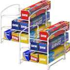 Simple Houseware Kitchen Box Organizer Wrap Rack Foil Holder, White, Set of 2