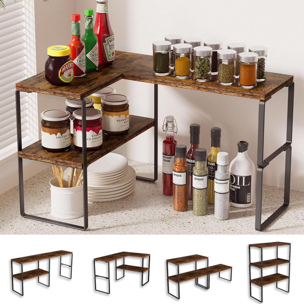 Golener Countertop Organizer Corner Shelf, 2-Tier Adjustable Stackable Corner...