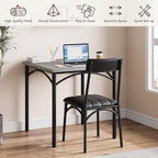 2-Person Dining Table Set (3 Pieces) - Square Kitchen Table with Upholstered Chairs | Ideal Small Space Dining Set for Apartments, Studios | Compact Kitchen Dining Set for 2 Adults/Kids