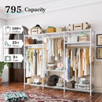 Raybee Clothes Rack Heavy Duty Load 795LBS Adjustable Clothing Racks for Hanging Clothes Garment Rack, 56" W X16 D X 75.5" H White