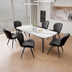 Nalupatio Dining Chairs Set of 6, Modern Dining Room Chairs Comfy Backrest Thick Upholstered Kitchen Chairs 19IN Height with Metal Legs Black
