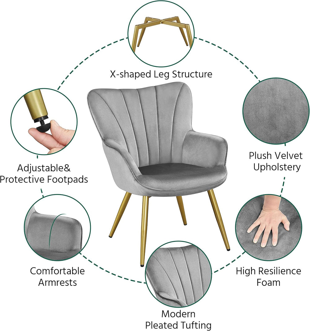 Yaheetech Accent Chairs Set of 2, Upholstered Armchair, Light Gray