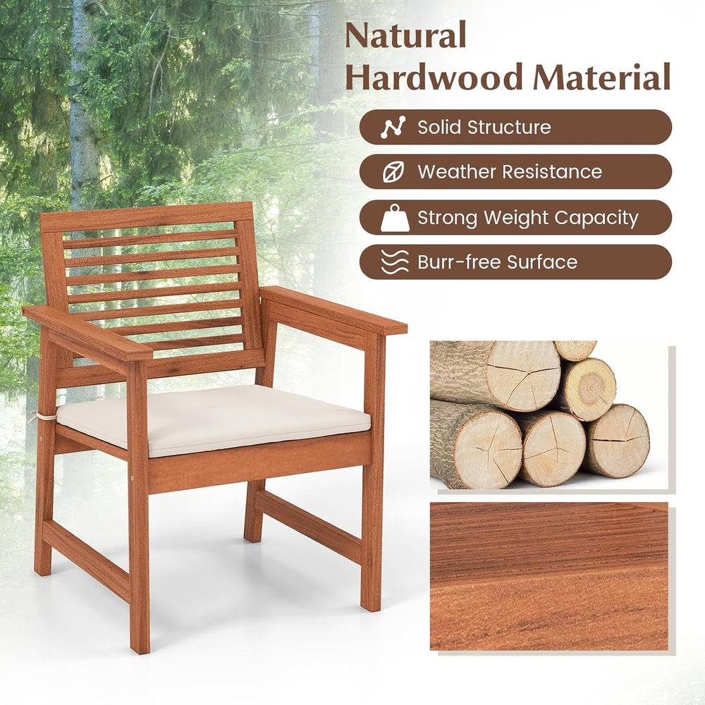 Tangkula Outdoor Dining Chairs Set of 2, Heavy Duty Slatted Wood Patio Chairs...