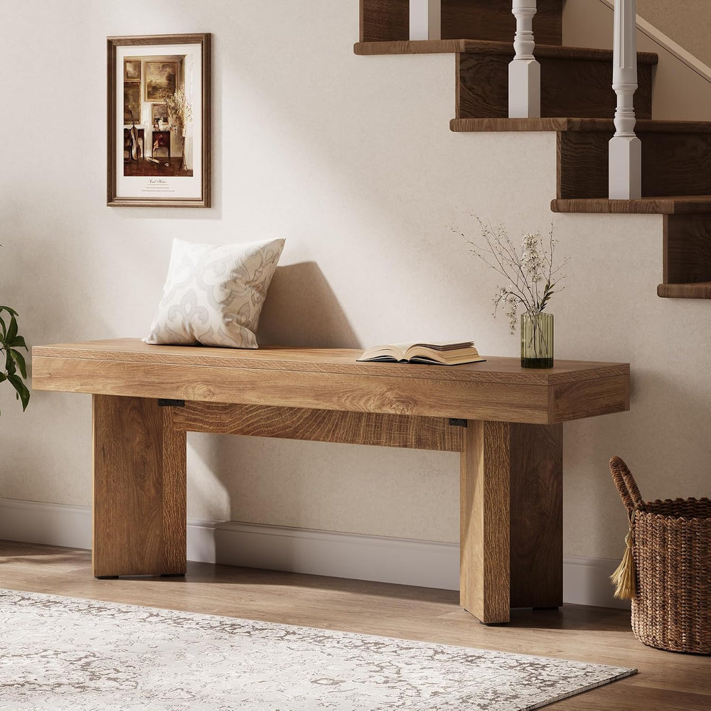Tribesigns 47" Wooden Entryway Bench, Farmhouse Indoor End of Bed Bench,...