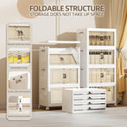 144 QT / 36 Gal Magnetic Double Door Cabinet with Wheels - Foldable Stackable Design, Leather Handles, Water Resistant Organizer for Bathroom, Kitchen