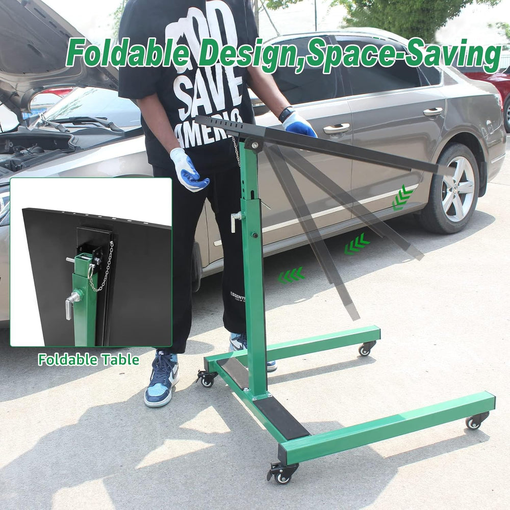 Adjustable Height Mobile Work Table, Foldable Table with Heavy Duty Steel, Ro...