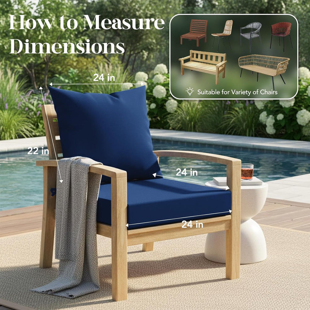 L’AGRATY Outdoor Chair Cushions for Patio Furniture：24" x 24" Deep ...