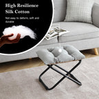 Welnow Folding Ottoman Foot Stool with Detachable Cushion,16'' H, Light Grey