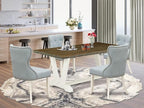East West Furniture V077SI215-5 5 Piece Dining Set Includes a Rectangle Dining Room Table with V-Legs and 4 Baby Blue Linen Fabric Upholstered Parson Chairs, 40x72 Inch, Multi-Color