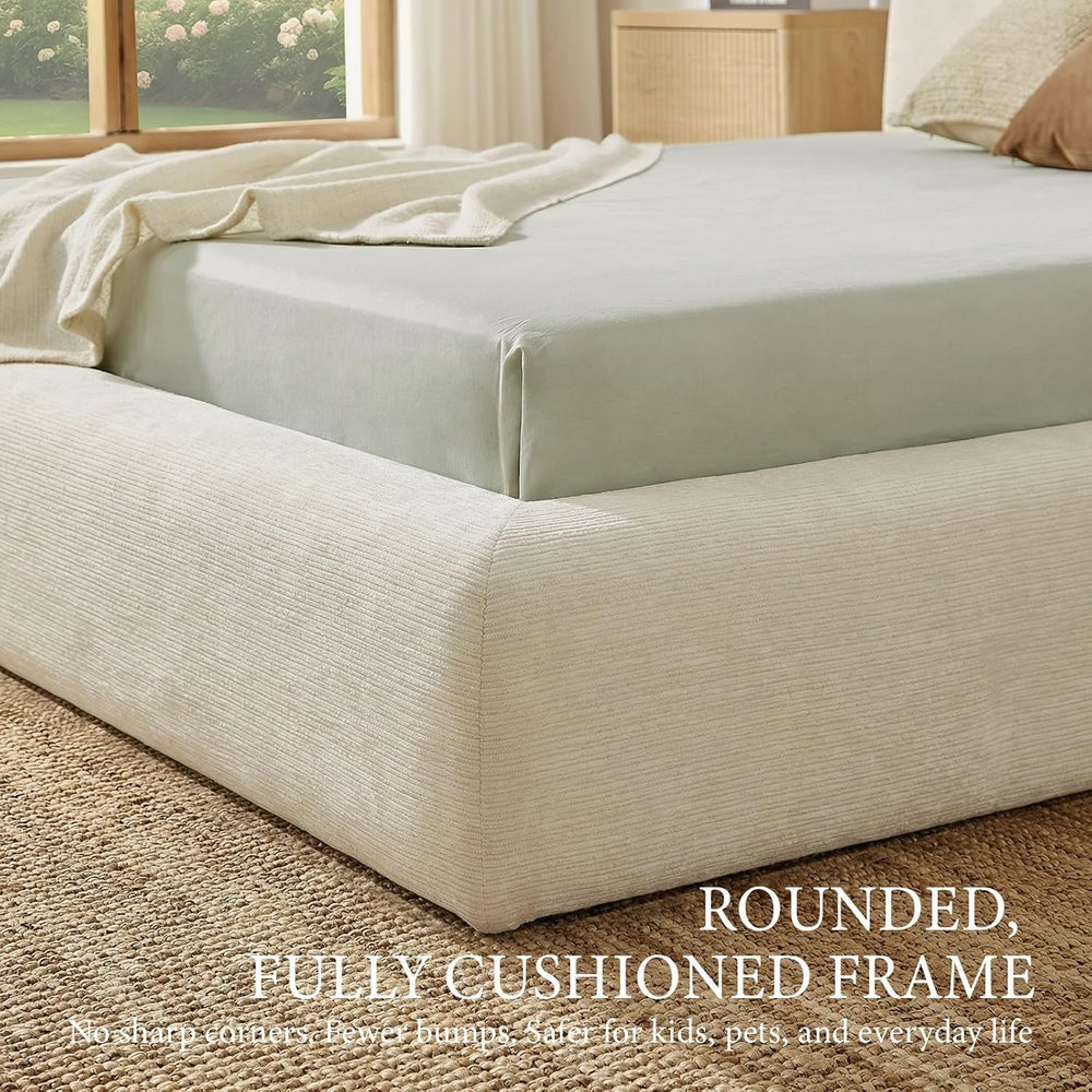 XIAO WEI Queen Cloud Bed Frame, Upholstered Platform Bed Frame with Headboard...