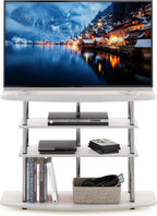 Furinno Frans Turn-N-Tube TV Stand for TV Size up to 43 Inch, 4-Tier, White Oak