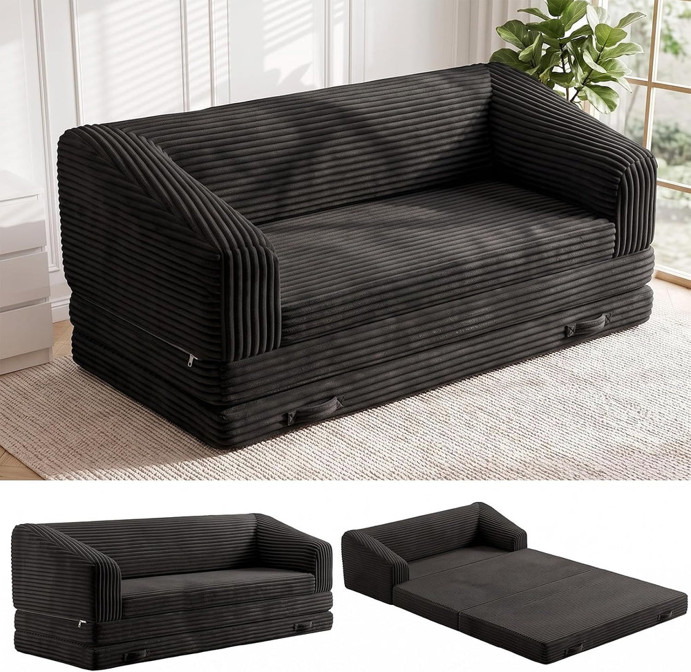 JUIKURY Convertible Sofa Bed, 3-in-1 Foldable Loveseat Couch with Armrest, Co...
