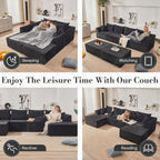 130" Modular Sectional Sofa,Modular Cloud Sofa,U-Shaped Cloud Couch with High-Density Foam & Corduroy Fabric,Boneless Couch Deep Seat Couch for Living Room Apartments Bedroom No Assembly Required ﻿