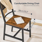HOOBRO Kitchen Chairs Set of 2, Wooden Dining Room Chairs with Metal Frame, Dining Chairs with Back, Easy to Assemble, Farmhouse Dining Chairs for Kitchen, Living Room, Rustic Brown and Black BF39CD01