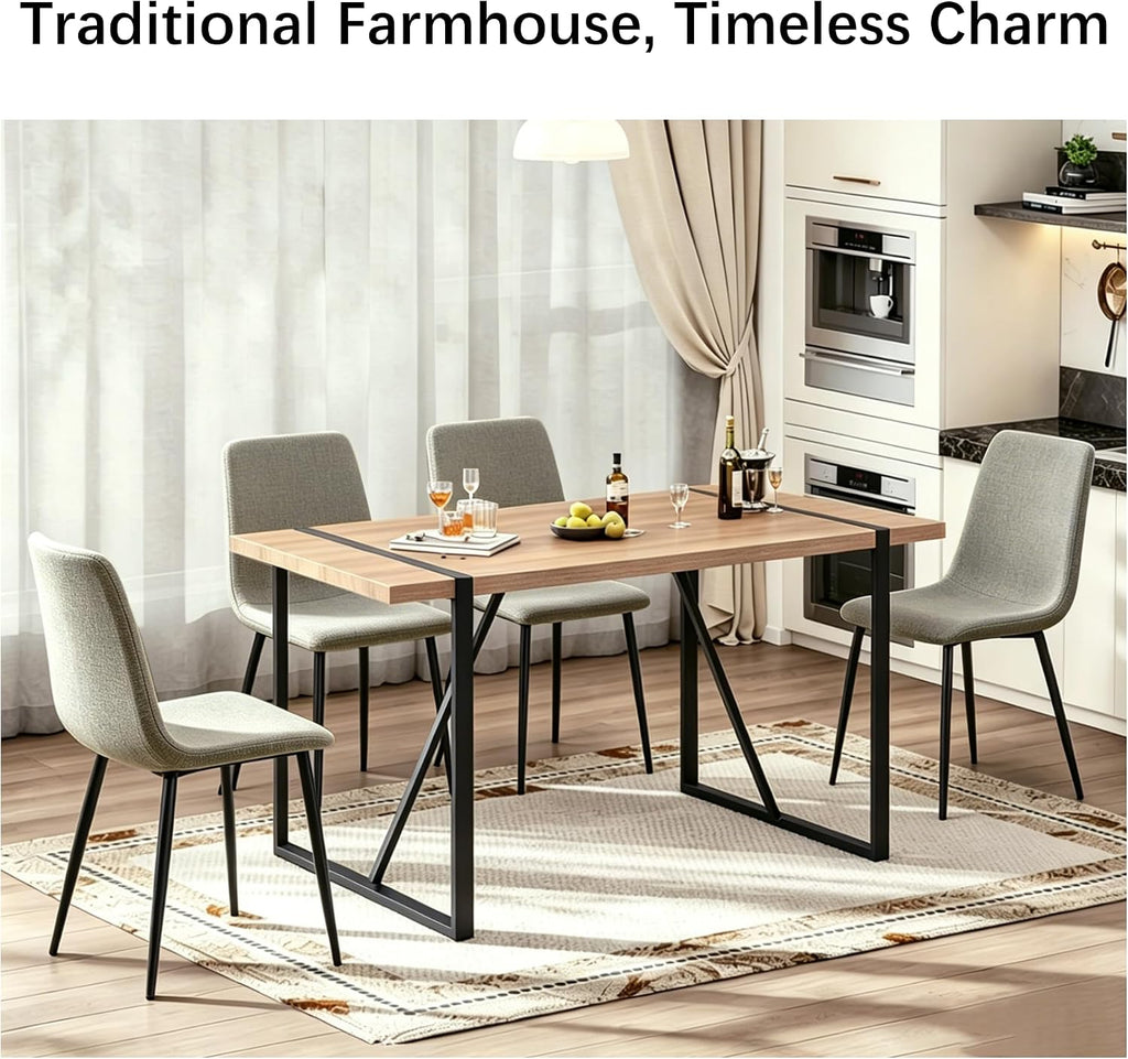Dining Table Set for 4, Modern Table and Chairs Set of 4, 5 Piece Dining Table Set Include Wooden Rectangle Kitchen Table and 4 Fabric Chairs Ideal for Kitchen Dining Room Easy to Assemble