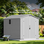 Devoko 6x10 FT Plastic Outdoor Storage Shed - Lockable Resin Tool Shed with Window & Floor - Easy Assembly for Garden, Backyard, Light Gray